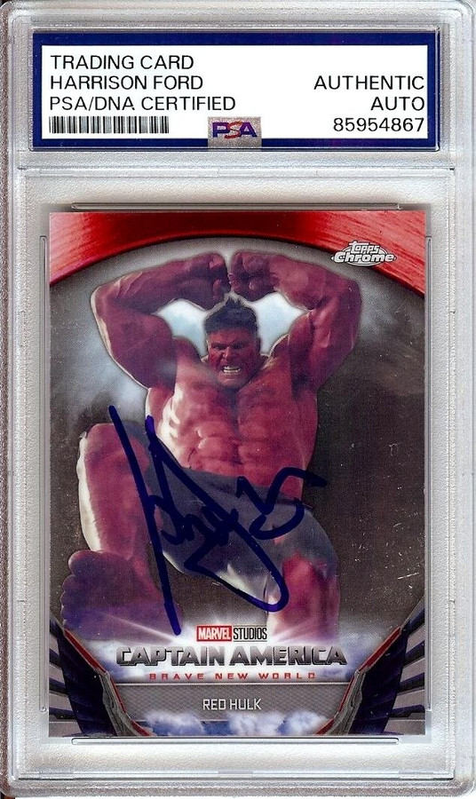 Harrison Ford Autographed Trading Card 2025 Topps Chrome Marvel Red Hulk PSA 867