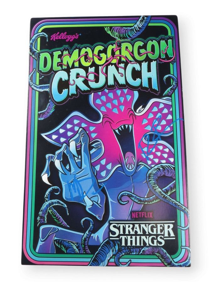 Ross Matt Duffer Brothers Dual Signed Cereal Box Stranger Things PSA AQ67981