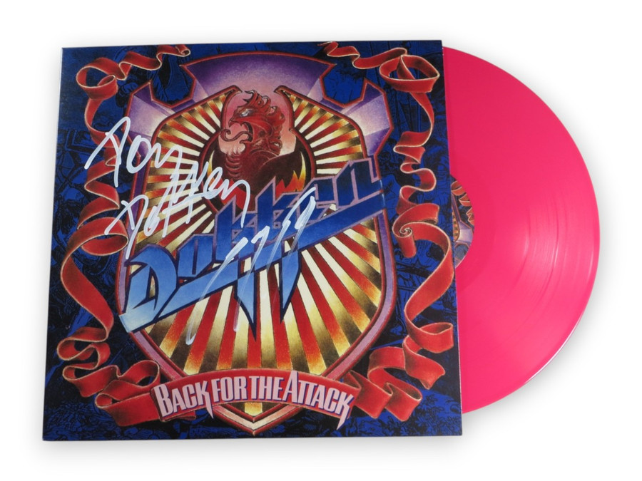Don Dokken George Lynch Autographed Album Cover Back for the Attack 190/199 JSA