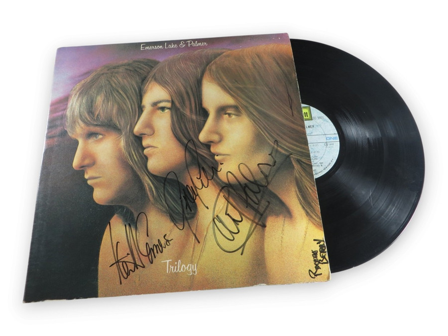 Emerson Lake & Palmer Band Signed Autographed Album Cover Trilogy BAS AG002136
