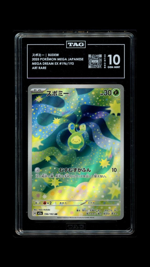 Budew 196/193 Pokemon 2025 Mega Dream EX Graded TAG 10 Gem N8518743 Japanese