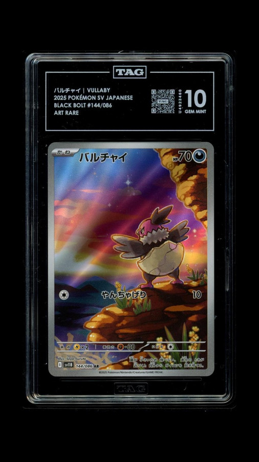 Vullaby 144/086 Pokemon 2025 Black Bolt Graded TAG 10 Gem Mint U4923460 Japanese