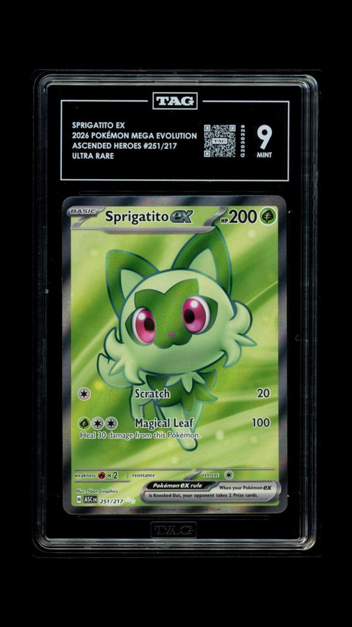 Sprigatito EX 251/217 Pokemon 2026 Ascended Heroes Graded TAG 9 Mint G2030329