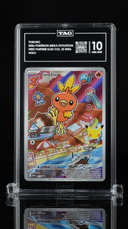 Torchic 056 Pokemon 2026 First Partner Illus S3 Graded TAG 10 Gem Mint D2902039