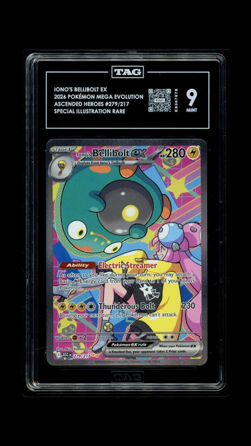 Iono's Bellibolt EX 279/217 Pokemon 2026 Ascended Heroes TAG 9 Mint K9367878