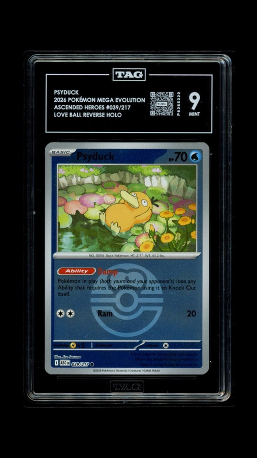 Psyduck 039/217 Pokemon 2026 Ascended Heroes Love Ball TAG 9 Mint P6265320