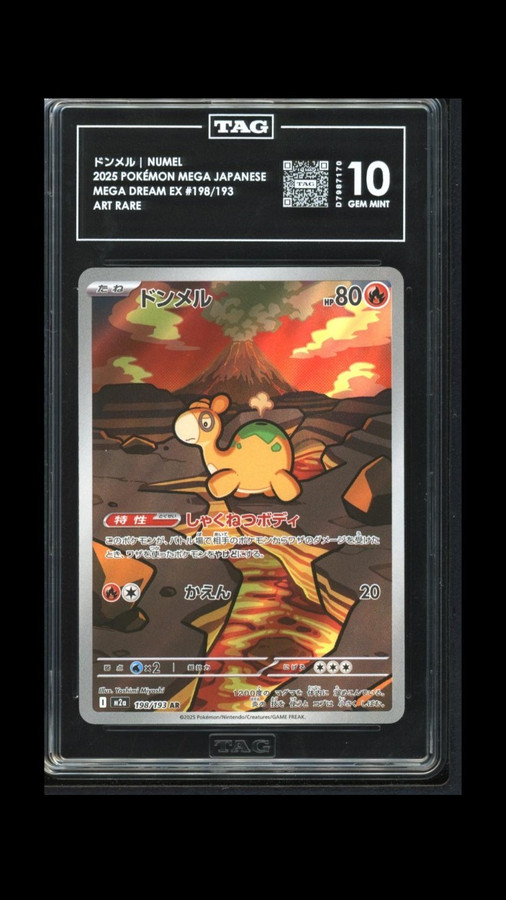 Numel 198/193 Pokemon 2025 Mega Dream EX Graded TAG 10 Gem D7987170 Japanese