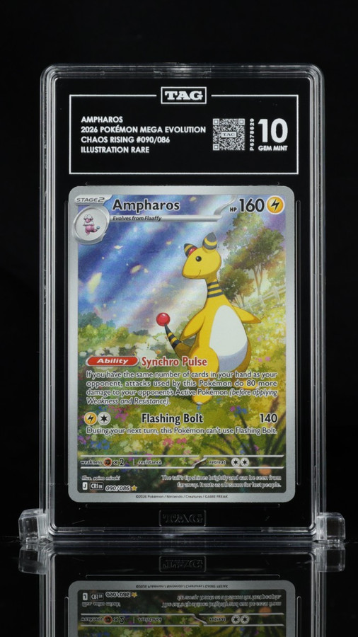Ampharos 090/086 Pokemon 2026 Chaos Rising Graded TAG 10 Gem Mint P6278629