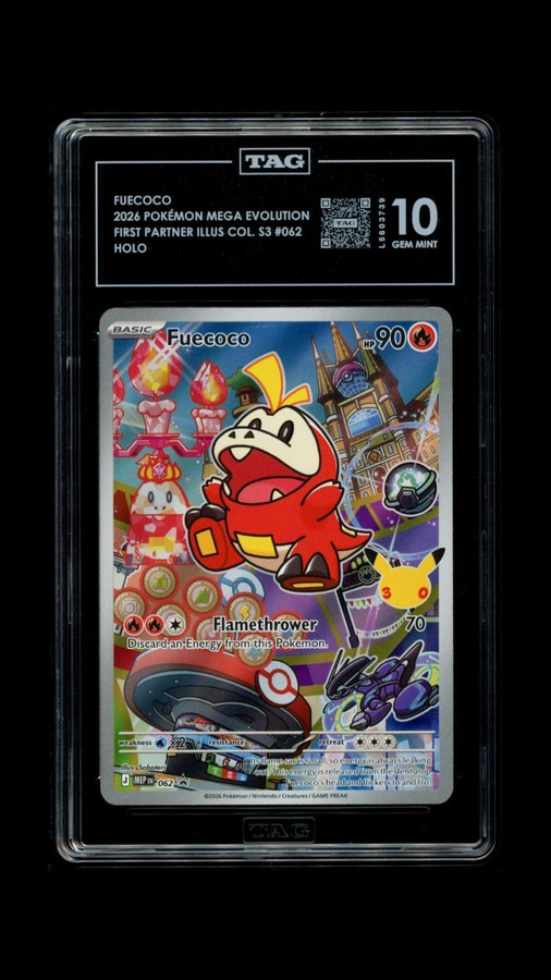 Fuecoco 062 Pokemon 2026 First Partner Illus S3 Graded TAG 10 Gem Mint L5603739