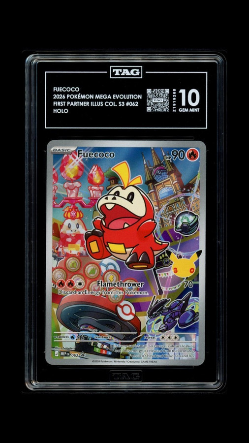 Fuecoco 062 Pokemon 2026 First Partner Illus S3 Graded TAG 10 Gem Mint Z1919268