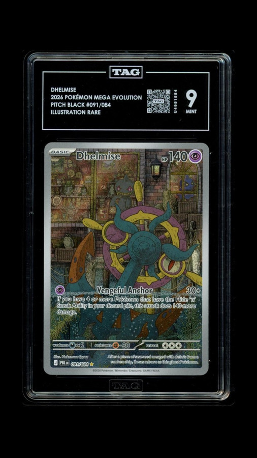 Dhelmise 091/084 Pokemon 2026 Pitch Black Graded TAG 9 Mint U4951584