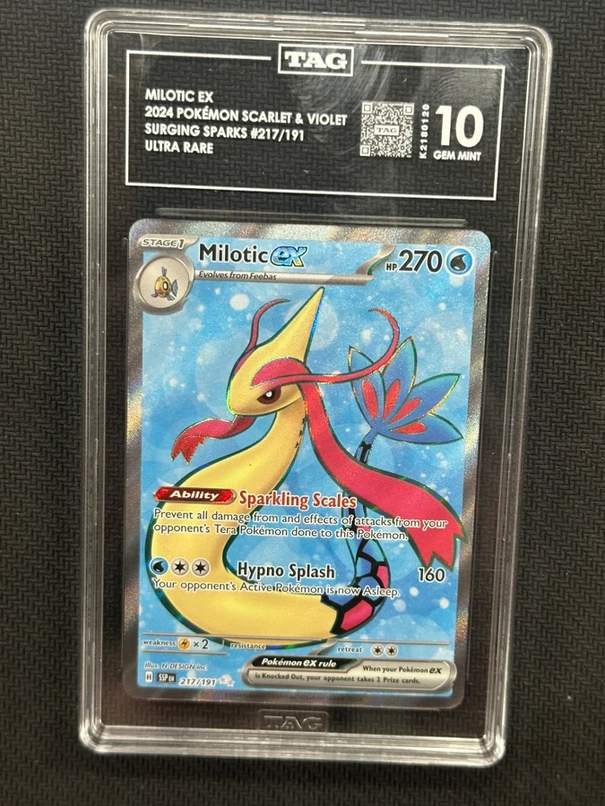 Milotic EX 2024 Pokemon Surging Sparks Ultra Rare TAG 10 PSA #217/191