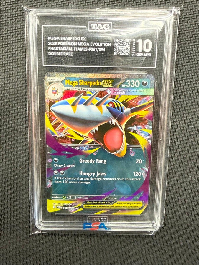 Mega Sharpedo EX  Phantasmal Flames Double Rare TAG 10 PSA #061/094