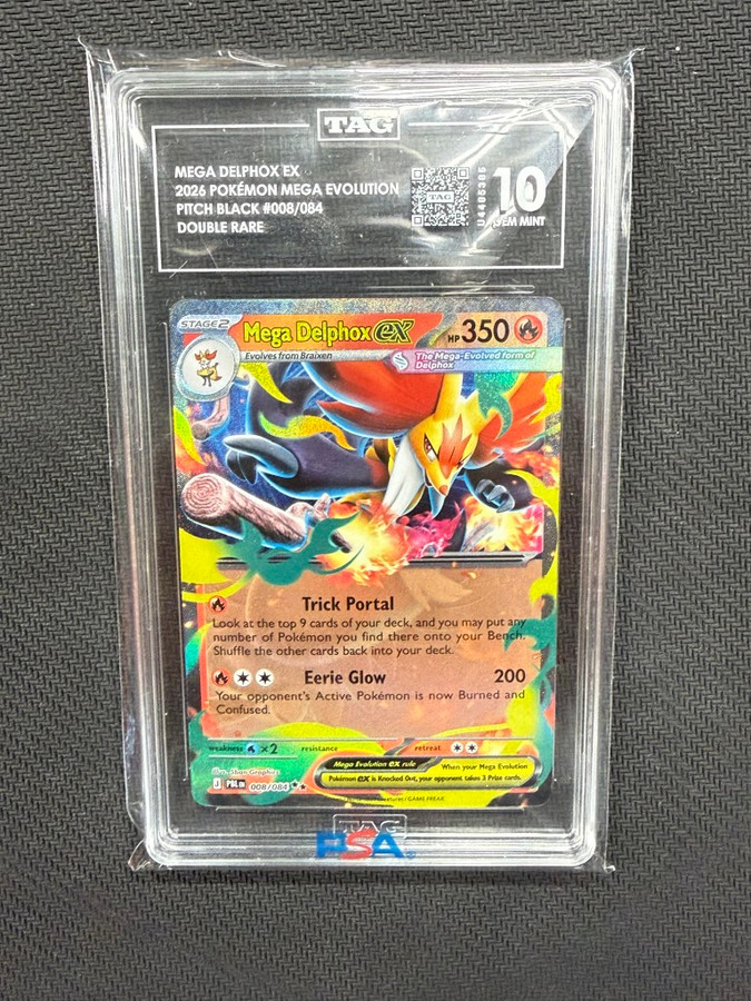 Mega Delphox EX  Pokemon Pitch Black Double Rare TAG 10 PSA #008/084