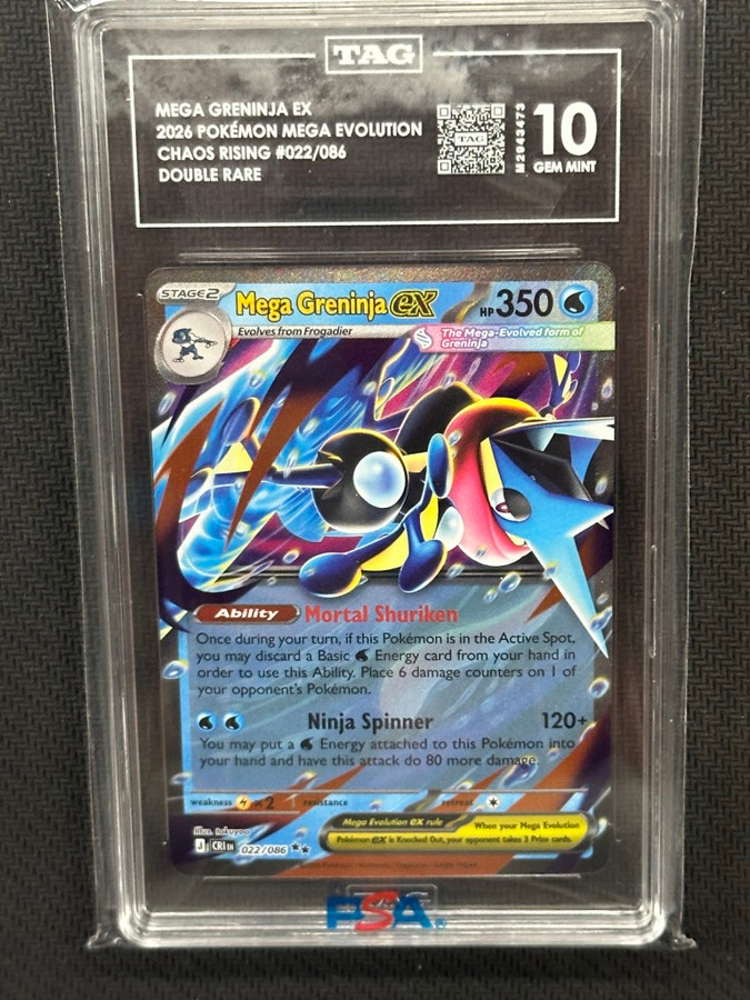 Mega Greninja EX  Pokemon Chaos Rising Double Rare TAG 10 PSA #022/086
