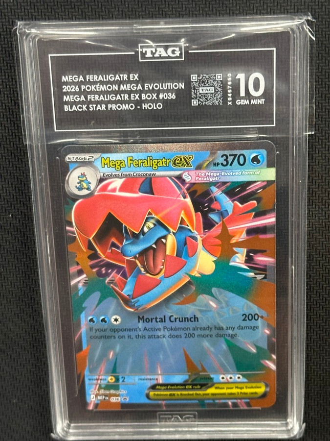 Mega Feraligatr EX  Pokemon Mega Evolution  Black Star Promo TAG 10 PSA #36