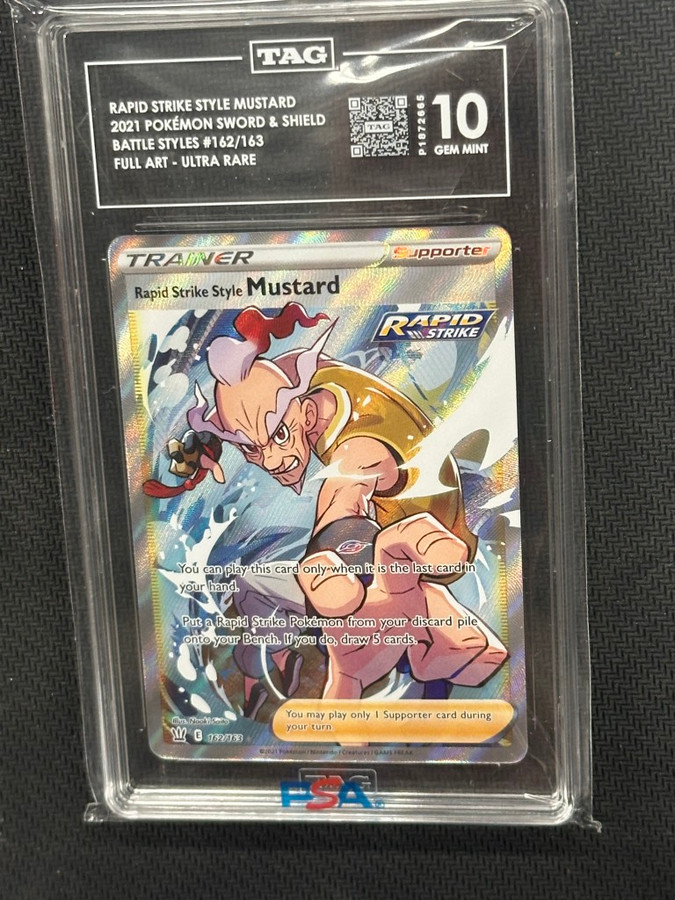 Rapid Strike Style Mustard  Pokemon Battle Style Ultra Rare TAG 10 PSA #162/163