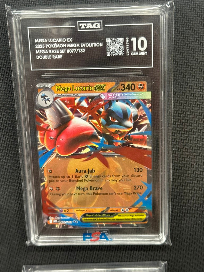 Mega Lucario EX  Pokemon Mega Evolution Double Rare TAG 10 PSA #077/132