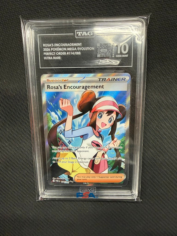 Rosa's Encouragement  Pokemon Perfect Order Ultra Rare TAG 10 PSA #114/088