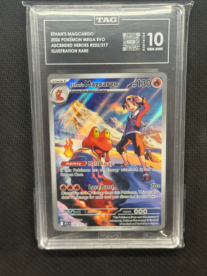 Ethan's Magcargo  Pokemon Ascended Heroes Illustration Rare TAG 10 PSA #222/217