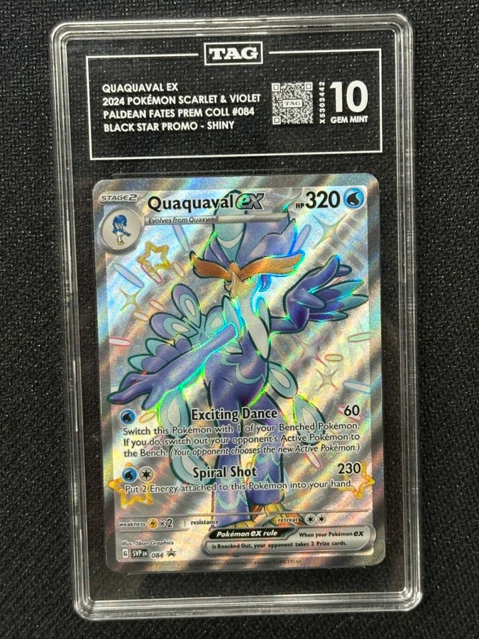 Quaquaval EX 2024 Pokemon Paldea Fates Black Star Promo Shiny TAG 10 PSA #84
