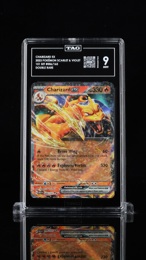 CHARIZARD EX 006/165 Pokemon 2023 151 Double Rare TAG 9 Mint W5529733