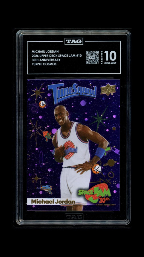 Michael Jordan 2026 UD Space Jam Purple Cosmos Graded TAG 10 Gem #10 K1227906