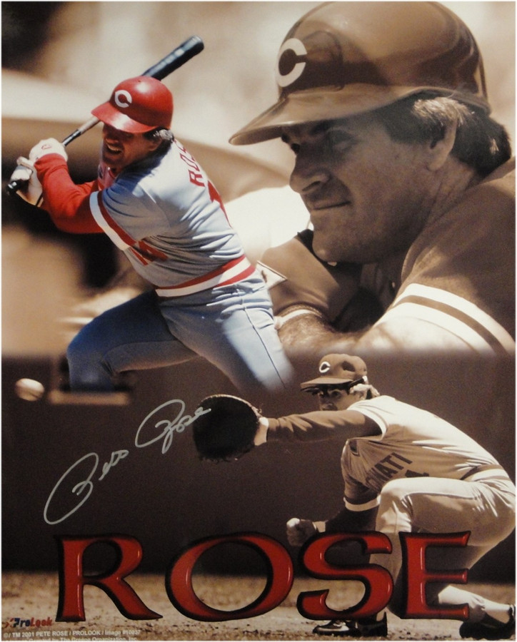 Pete Rose Hand Signed Autographed 16x20 Photo Cincinnati Reds 1st Base Collage