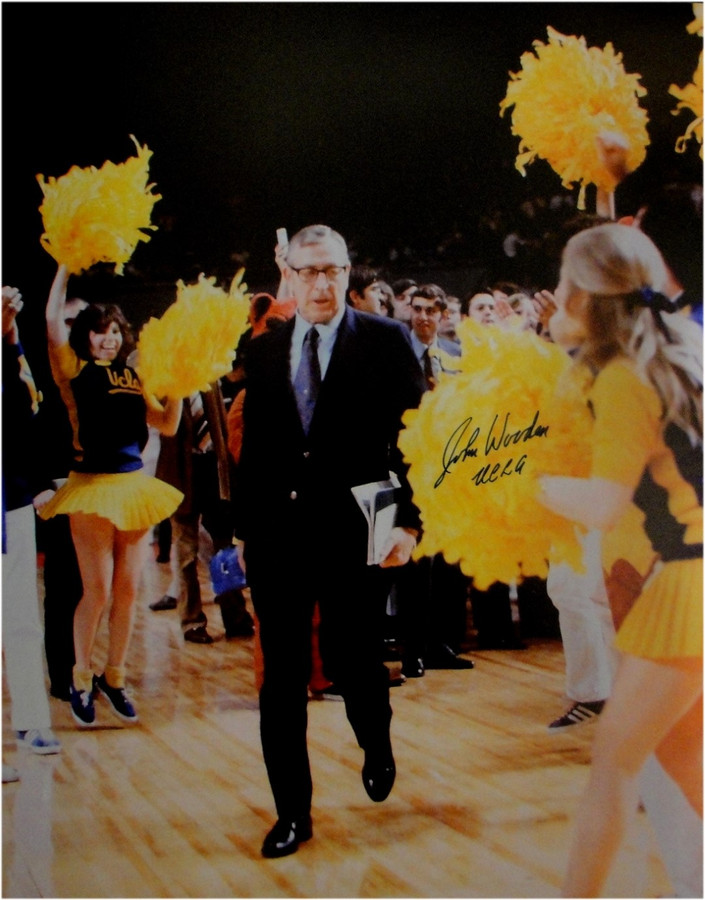 John Wooden Hand Signed Autographed 16x20 Photo UCLA Bruin Cheerleaders Bruins