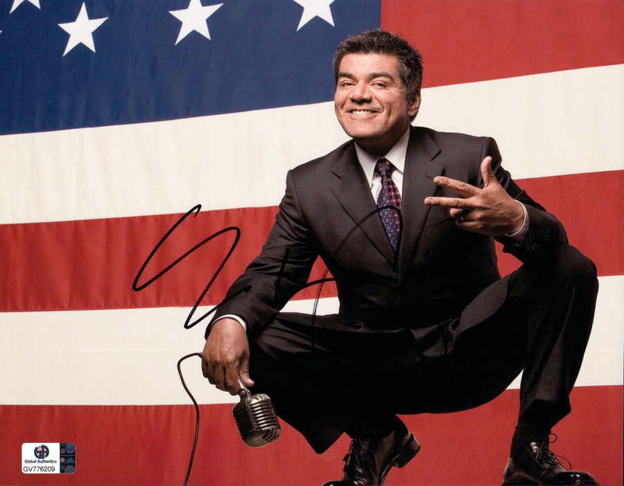 George Lopez Signed Autographed 8X10 Photo American Flag Pose GA776209