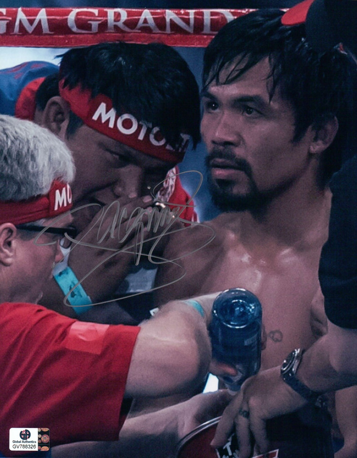 Manny Pacquiao Signed Autographed 8X10 Photo In Corner Getting Work GV788326