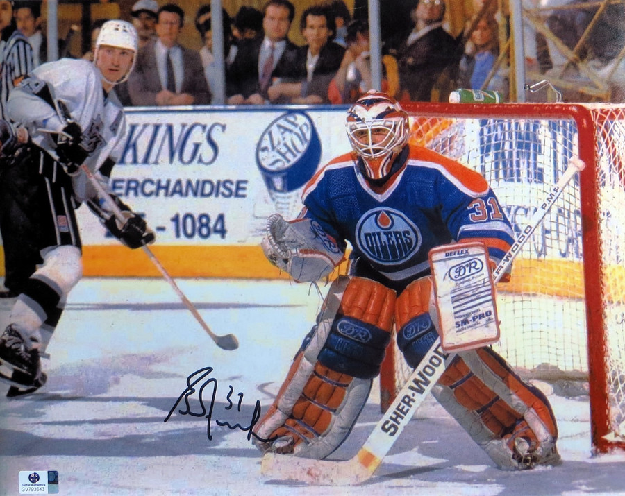 Grant Fuhr Signed Autographed 11X14 Photo Edmonton Oilers vs. Gretzky GV793543