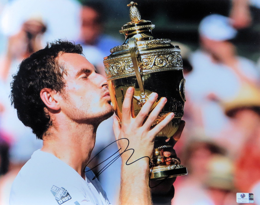 Andy Murray Signed Autographed 11X14 Photo Kissing Wimbledon Trophy GV796557