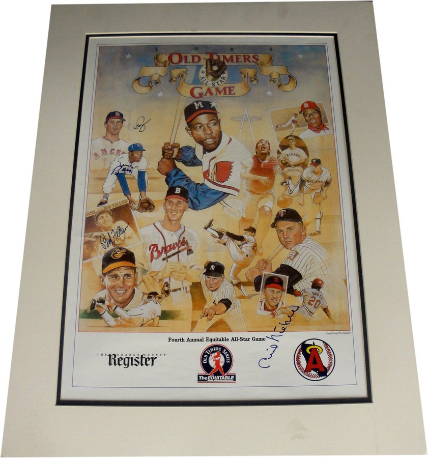 Ernie Banks Phil Niekro Bob Feller Hand Signed Autographed 18x20 Matted photo