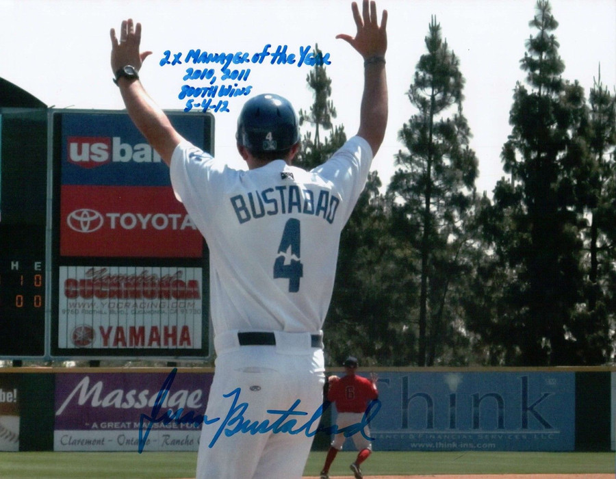 Juan Bustabad Signed 8X10 Photo Autograph Quakes Hold Sign Auto w/Stats COA