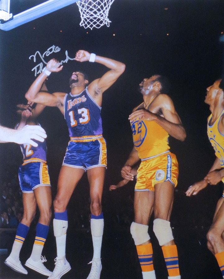 Nate Thurmond Signed Autographed 16X20 Photo Warriors vs. Lakers and Wilt w/COA