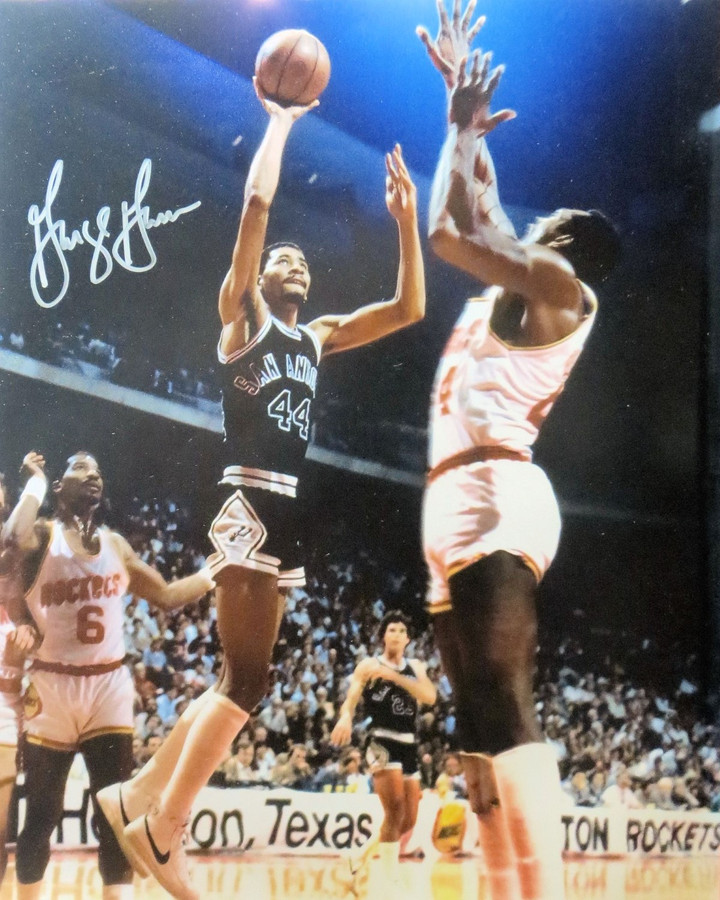 George Gervin Signed Autographed 16X20 Photo Spurs One Handed Shot w/COA