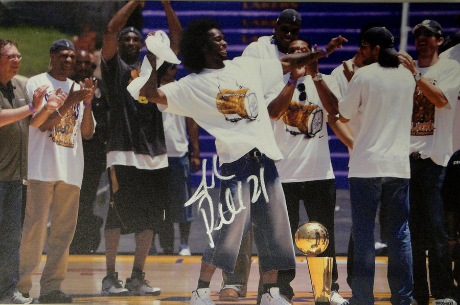 Josh Powell Hand Signed Autograph 13x20 Canvas Los Angeles Lakers Celebrate UDA