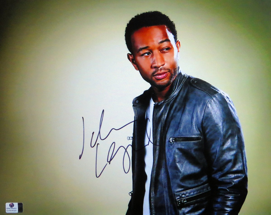 John Legend Autographed 11X14 Photo Classic Look Leather Jacket JSA CC88606