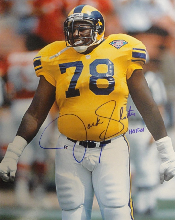 Jackie Slater Hand Signed Autographed 16x20 Photo Los Angeles Rams HOF 01 Yellow