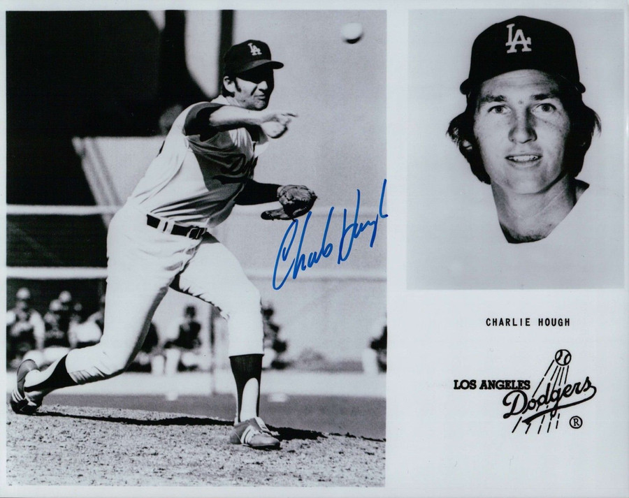 Charlie Hough Signed 8X10 Photo Autograph Los Angeles Dodgers Team Card Auto COA