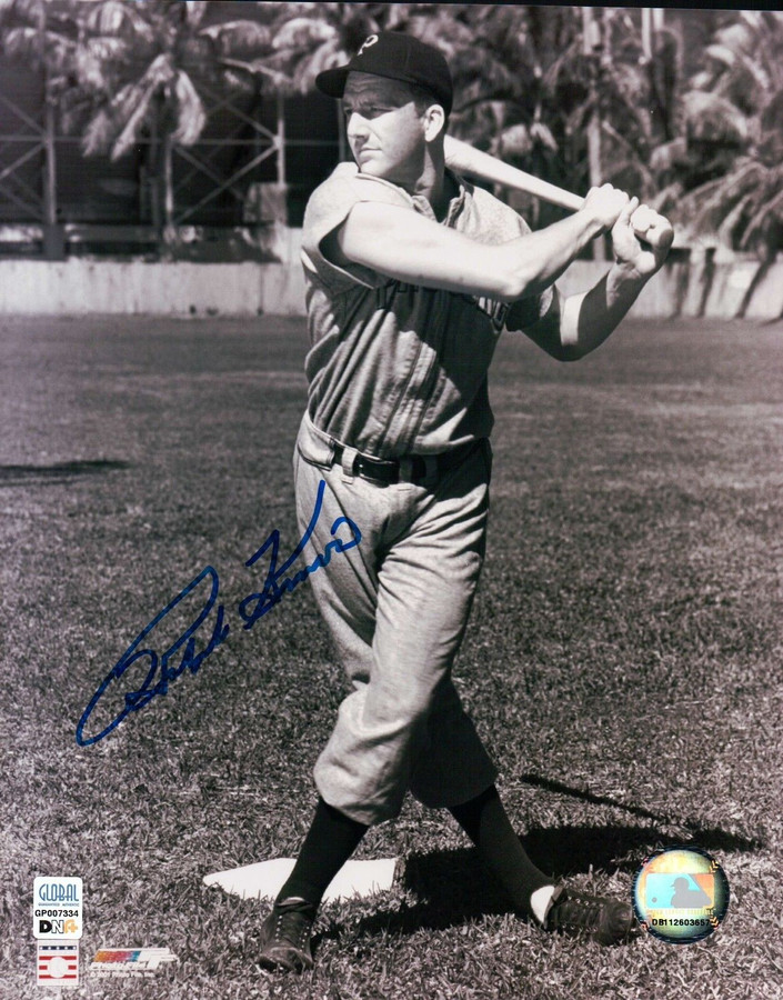 Ralph Kiner Signed 8X10 Vintage Photograph Autograph Pirates Posing Bat GAI COA