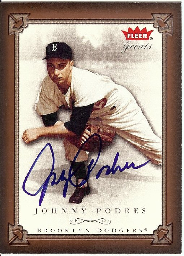 Johnny Podres Signed Autographed Baseball Card 2004 Fleer Greats Dodgers GX19657