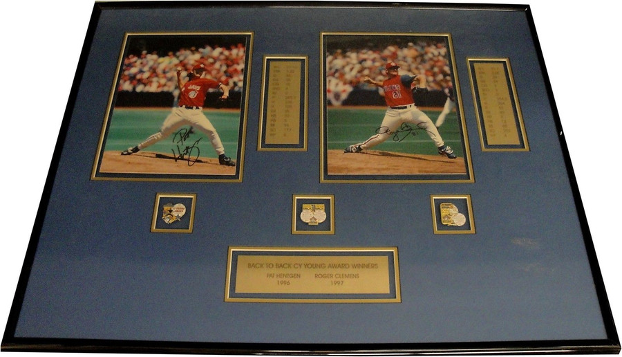 Roger Clemens Pat Hentgen Dual Signed 8x10 Framed photo With Plates Plus more