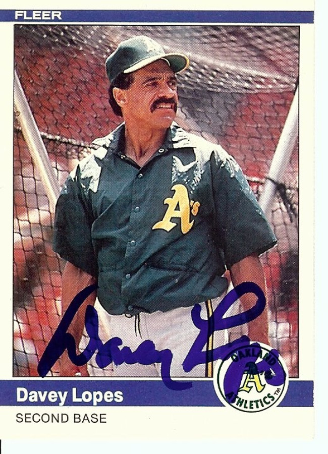 Davey Lopes Signed Autographed Baseball Card 1984 Fleer Oakland A's GX19605