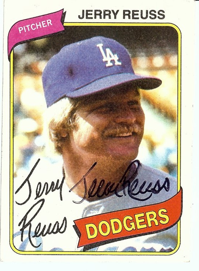 Jerry Reuss Signed Autographed Baseball Card 1980 Topps LA Dodgers COA