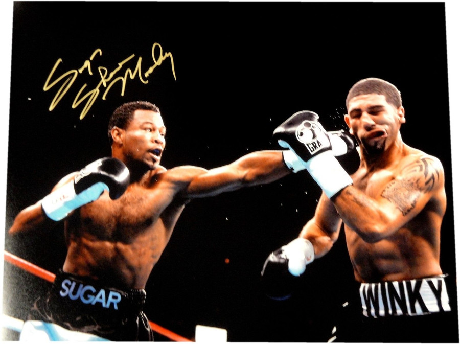 Sugar Shane Mosley Signed Autograph 16x20 Photo Punching Jab To The Face COA