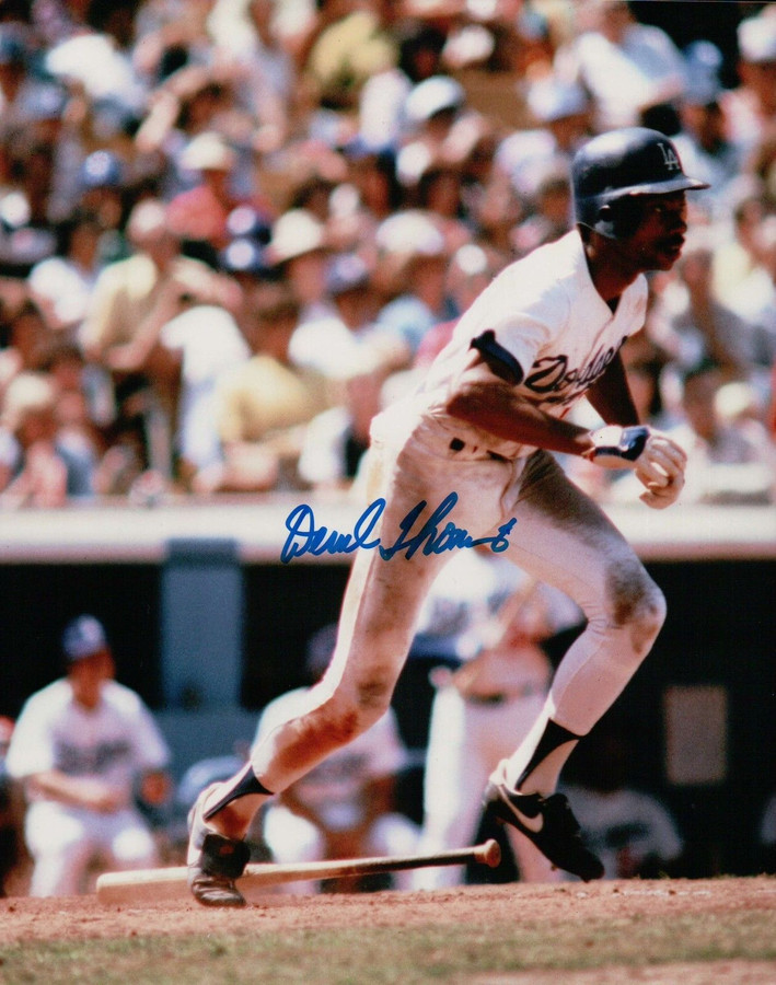 Derrel Thomas Signed 8X10 Photo Autograph LA Dodgers Small Home Swing Auto COA