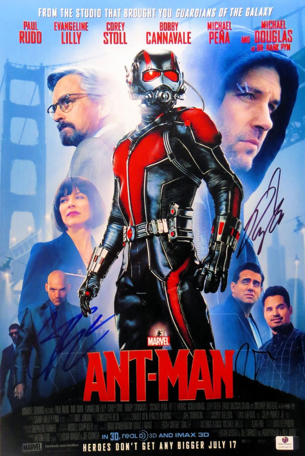 Paul Rudd/Corey Stoll/Peyton Reed Signed Autographed 12X18 Photo Ant Man 814275