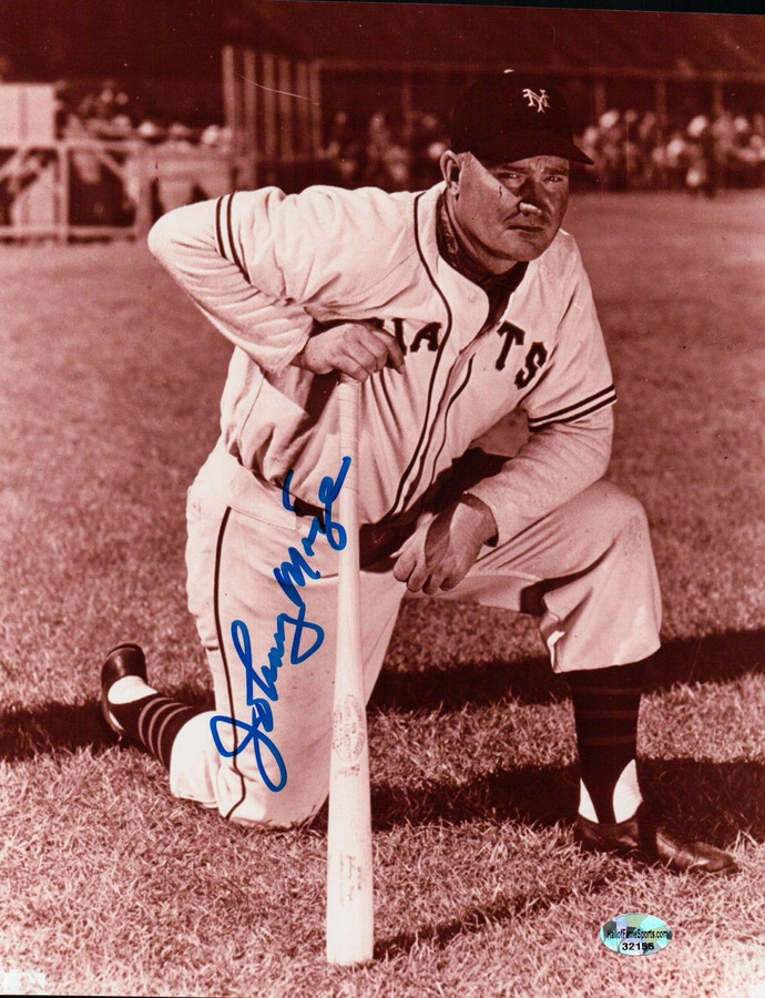 Johnny Mize Signed 8X10 Vintage Photo Autograph New York Giants Auto Up w/COA
